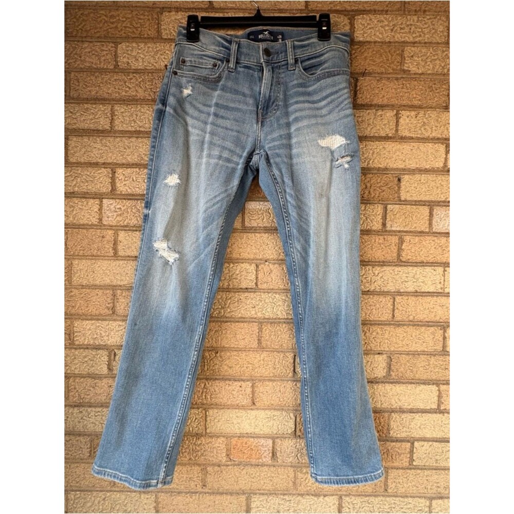 Hollister Light Blue Straight Leg Distressed Jeans